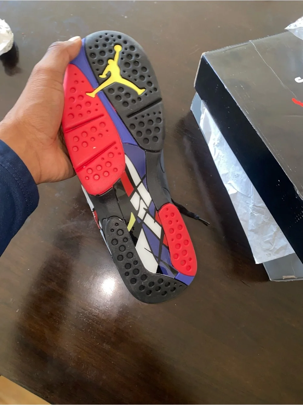 Jordan Men's Black Sneakers with Red and White Accents
